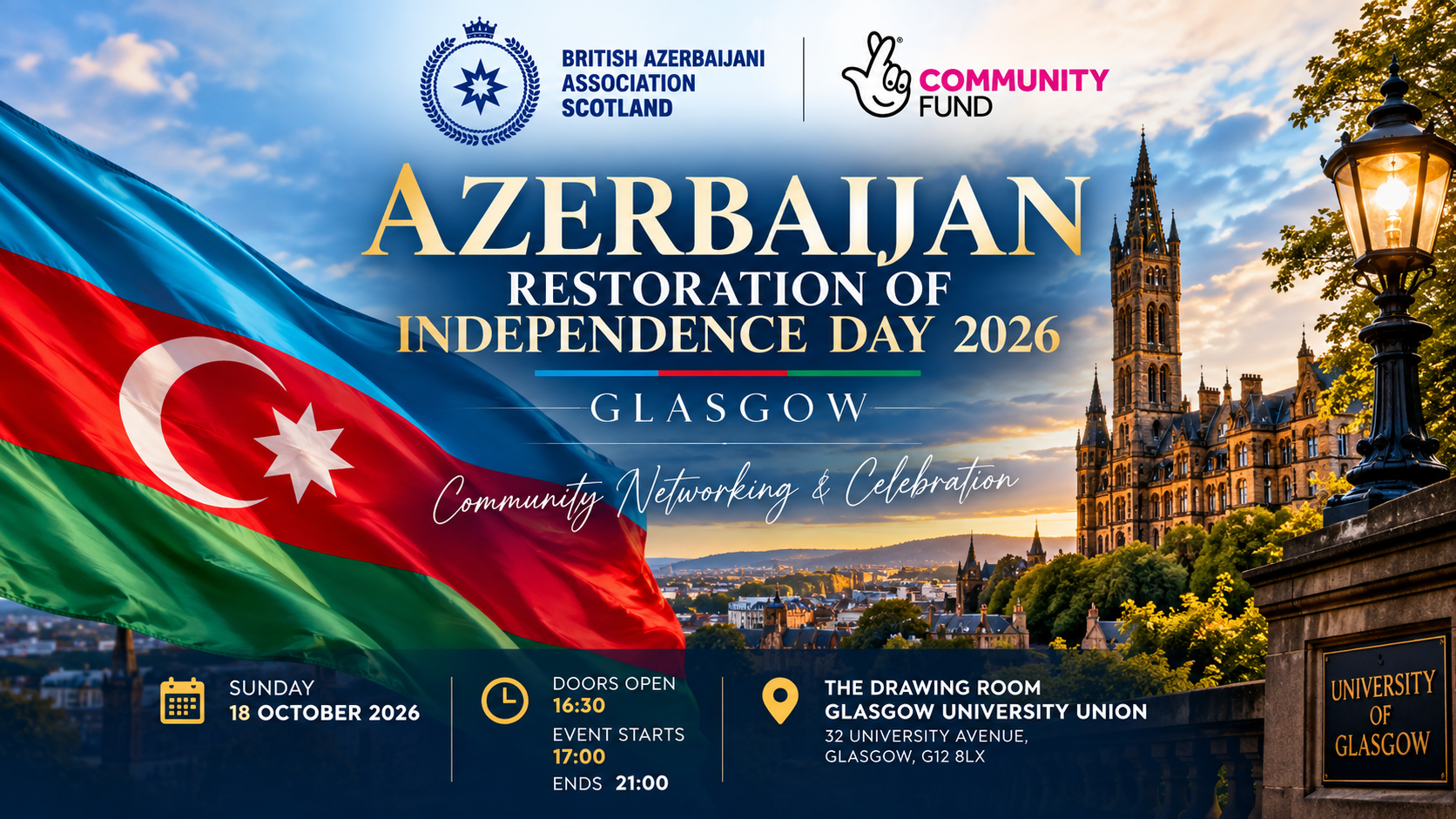 Azerbaijan Restoration of Independence Day 2026 Glasgow event poster